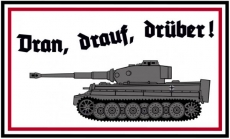 Emailleschild - Dran, drauf, drüber Emailleschild - Dran, drauf, drüber