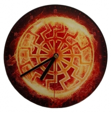 Wanduhr aus Glas - Schwarze Sonne - brennend Wanduhr aus Glas - Schwarze Sonne - brennend