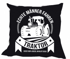 Kissen - Echte Männer fahren Traktor - schwarz/weiß Kissen - Echte Männer fahren Traktor - schwarz/weiß