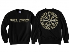 Pullover - Aryan Warrior - Vegvisir Runenschrift - schwarz/beige Pullover - Aryan Warrior - Vegvisir Runenschrift - schwarz/beige