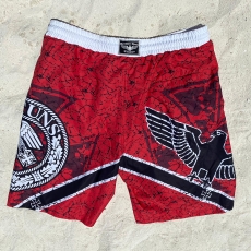 +++ANGEBOT+++ Premium Badehose - Gott mit uns - rot + GRATIS Flip Flops Sonnenbraun (Wert 19,90€)