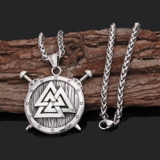Halskette - Wikinger Schild mit Picts Knoten - silber Optik Halskette - Wikinger Schild mit Picts Knoten - silber Optik