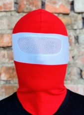 Sturmhaube mit Netz - rot/weiß ()