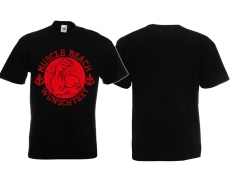 T-Hemd - Muscle Beach - Wunschtext - schwarz/rot T-Hemd - Muscle Beach - Wunschtext - schwarz/rot