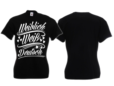 Frauen T-Shirt - weiblich/weiß/deutsch - schwarz/weiß Frauen T-Shirt - weiblich/weiß/deutsch - schwarz/weiß