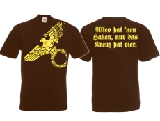 Frauen T-Shirt - Alles hat nen Haken, nur das Kreuz hat vier - braun Frauen T-Shirt - Alles hat nen Haken, nur das Kreuz hat vier - braun
