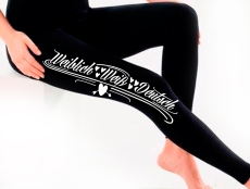 Frauen - Leggings - Weiblich Weiß Deutsch - schwarz/weiß Frauen - Leggings - Weiblich Weiß Deutsch - schwarz/weiß
