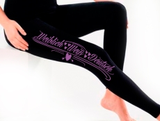 Frauen - Leggings - Weiblich Weiß Deutsch - schwarz/lila Frauen - Leggings - Weiblich Weiß Deutsch - schwarz/lila