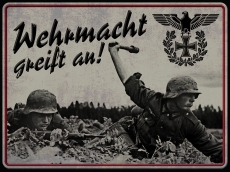 Blechschild - 12x18cm - Wehrmacht greift an Blechschild - 12x18cm - Wehrmacht greift an