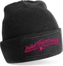 Mütze - BD - weiblich weiß deutsch - schwarz/lila Mütze - BD - weiblich weiß deutsch - schwarz/lila