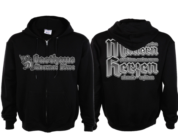Kapuzenjacke - Eiserner Löwe - Logo - schwarz Kapuzenjacke - Eiserner Löwe - Logo - schwarz
