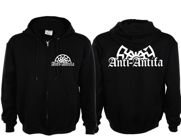 Kapuzenjacke - Anti Antifa - Sonne - schwarz Kapuzenjacke - Anti Antifa - Sonne - schwarz