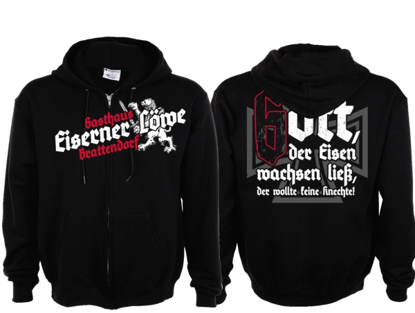 Kapuzenjacke - Eiserner Löwe - Der Gott der Eisen wachsen ließ - schwarz Kapuzenjacke - Eiserner Löwe - Der Gott der Eisen wachsen ließ - schwarz