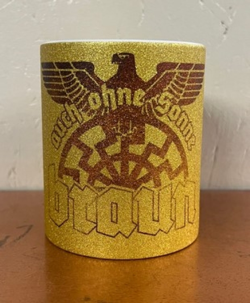 Glitzer Tasse - gold - Auch ohne Sonne braun - Motiv 3 Glitzer Tasse - gold - Auch ohne Sonne braun - Motiv 3