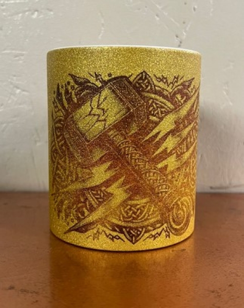 Glitzer Tasse - gold - Thors Hammer - Der Zerschmetterer Glitzer Tasse - gold - Thors Hammer - Der Zerschmetterer
