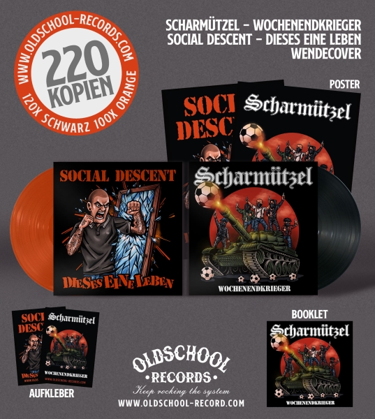 Scharmützel - Wochenendkrieger / Social Descent - Dieses eine Leben - LP Scharmützel - Wochenendkrieger / Social Descent - Dieses eine Leben - LP