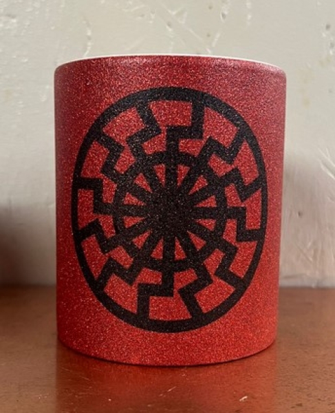 Glitzer Tasse - rot - Schwarze Sonne Glitzer Tasse - rot - Schwarze Sonne