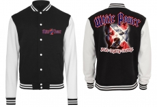 College Jacke - schwarz/weiß - White Power - Dog Face - Südstaaten College Jacke - schwarz/weiß - White Power - Dog Face - Südstaaten