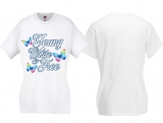 Frauen T-Shirt - young,white & free - weiß - blau - Motiv1 Frauen T-Shirt - young,white & free - weiß - blau - Motiv1
