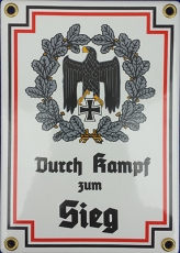 Emailleschild - Durch kampf zum Sieg Emailleschild - Durch kampf zum Sieg