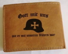 Leder Geldbeutel - Stahlhelm - Gott mit uns Leder Geldbeutel - Stahlhelm - Gott mit uns