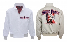 Harrington Jacke - bedruckt - weiß - White Power - Dog Face - Südstaaten Harrington Jacke - bedruckt - weiß - White Power - Dog Face - Südstaaten