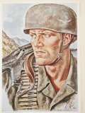 Poster - Kunstdruck - Fallschirmjäger Kreta MG34 Poster - Kunstdruck - Fallschirmjäger Kreta MG34
