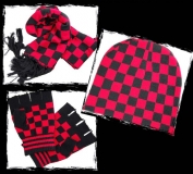 Schal Set - Red Chess Pattern Schal Set - Red Chess Pattern