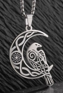 Halskette - Keltischer Mond mit Odins Rabe Hugin Halskette - Keltischer Mond mit Odins Rabe Hugin